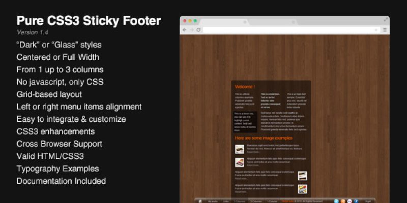 Pure CSS3 Sticky Footer