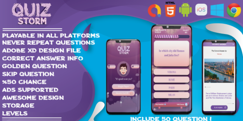 Quiz Game Storm – HTML5 Game