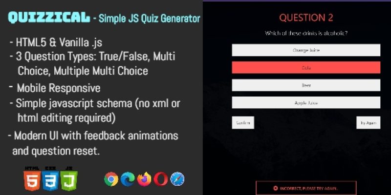 Quizzical – The Javascript HTML Quiz Generator