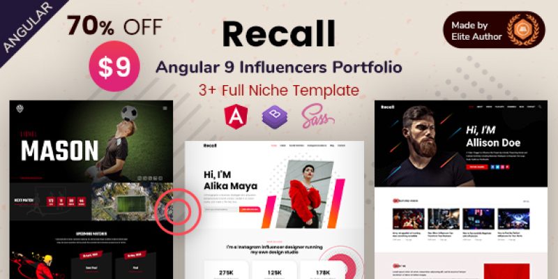 Recall – Angular 9 Influencers Portfolio Template
