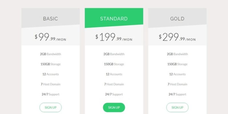 Responsive Bootstrap Pricing Table