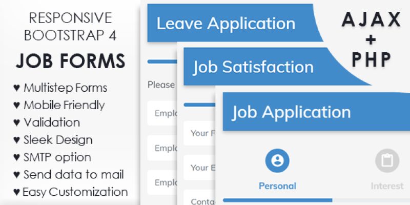 Responsive Job Application Forms with Bootstrap 4 (Ajax + PHP)