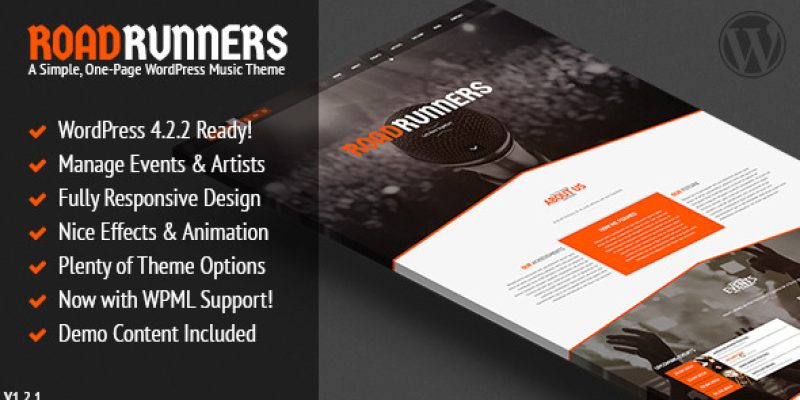 RoadRunners – A One-Page Music WordPress Theme
