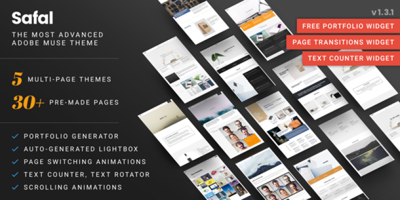 Safal: 5-in-1 Responsive Creative Multipurpose Adobe Muse Theme