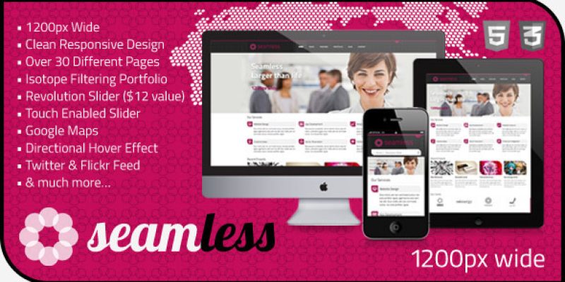 Seamless – Responsive HTML5 1200px Template
