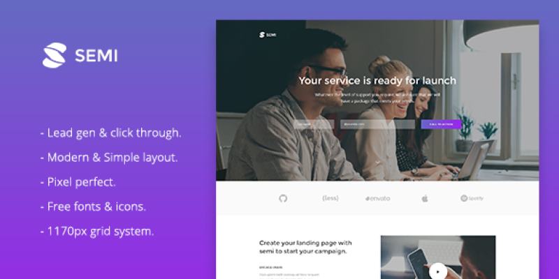 Semi – Service Landing Page Responsive Muse Template