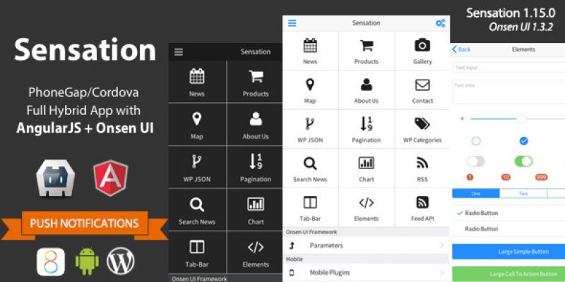 Sensation – PhoneGap / Cordova Full Hybrid App