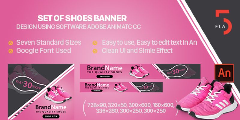 Set of Shoes  Banner Ad Animated HTML5  (Animate CC)
