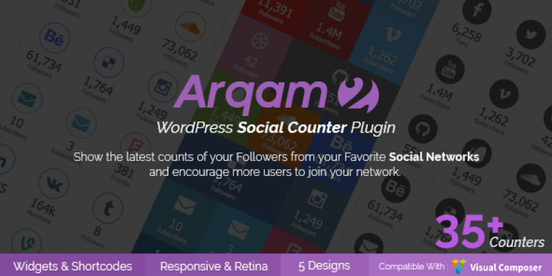 Social Counter Plugin for WordPress – Arqam
