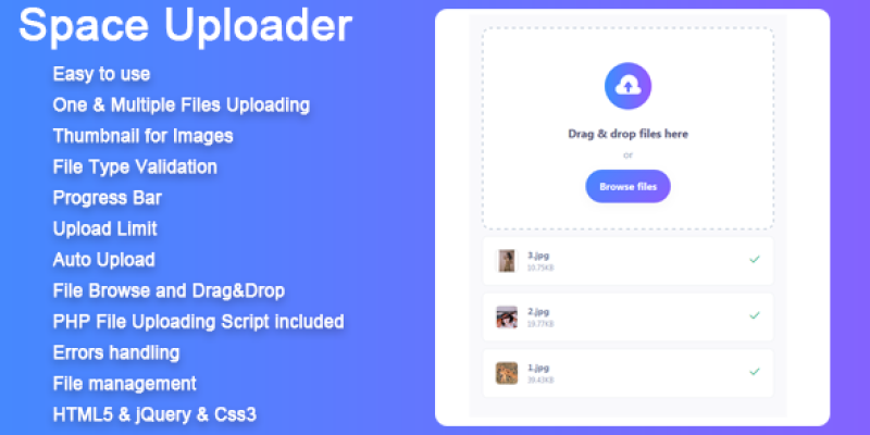 Space Uploader – HTML5 & PHP Multiple Uploader with File Manager