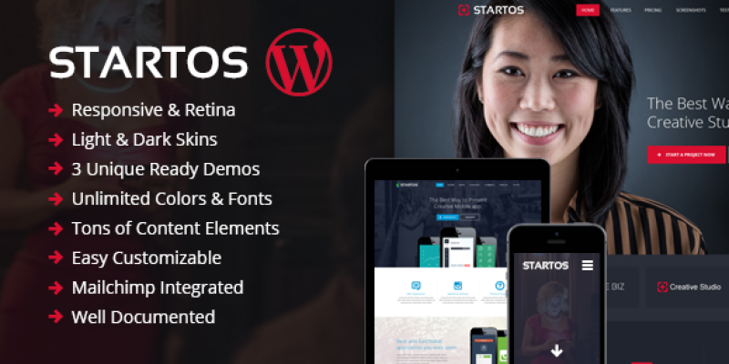 Startos – Modern App Landing Page WordPress Theme