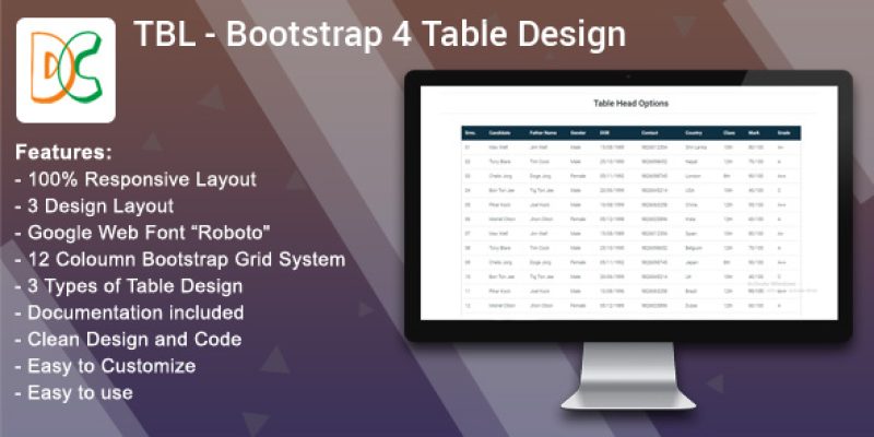 TBL – Bootstrap 4 Table Design