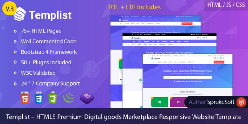 Templist – HTML5 Digital Marketplace Template