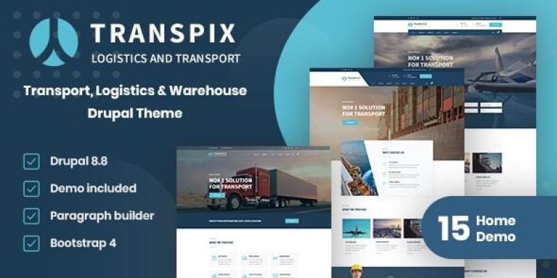 Transpix – Transport, Logistics & Warehouse Drupal 8.8 Theme With Page Builder