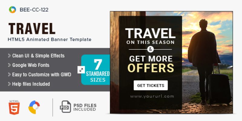 Travel & Tourism HTML5 Banners – 7 Sizes – BEE-CC-122