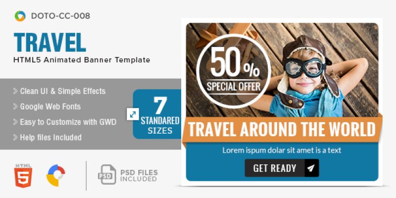 Travel & Tourism HTML5 Banners – 7 Sizes