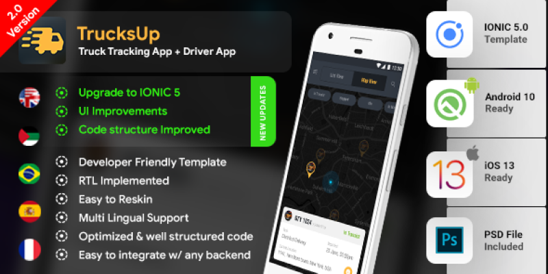 Truck Tracking & Driver Android + iOS App Template | HTML + Css IONIC 5| TrucksUp