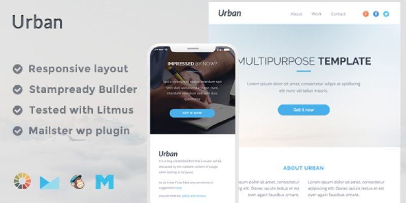 Urban Responsive Email Template + Stampready Builder + Mailchimp + Mailster