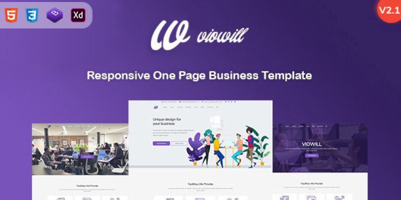 Viowill – Responsive One Page Business Template + Adobe XD file