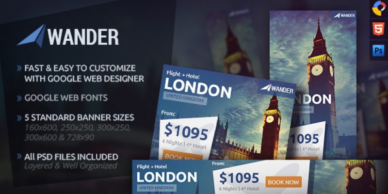 Wander – Travel HTML5 Ad Template