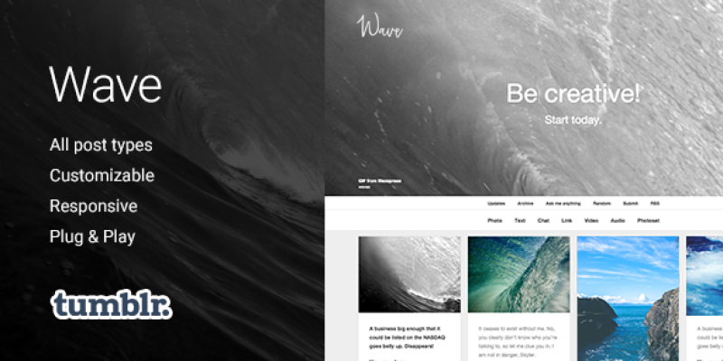 Wave | Grid-based, Responsive Portfolio Tumblr Theme