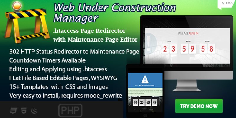 Web Under Construction Manager – Maintenance Page Builder and Redirector