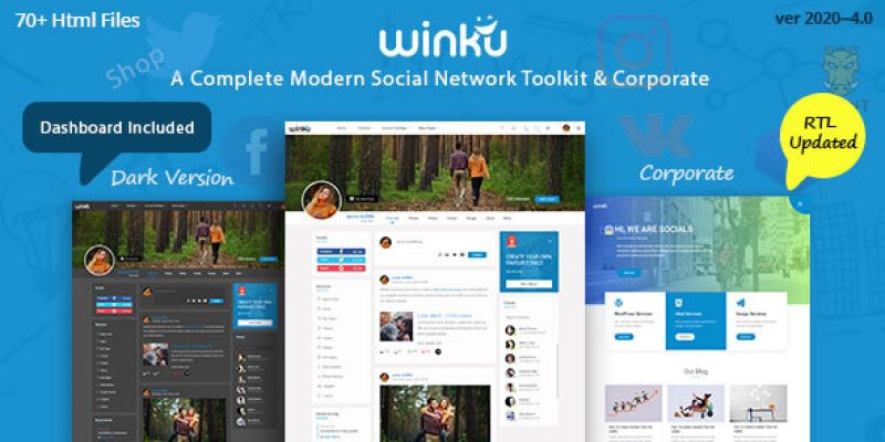 Winku – Social Network Toolkit & Corporate Responsive Template
