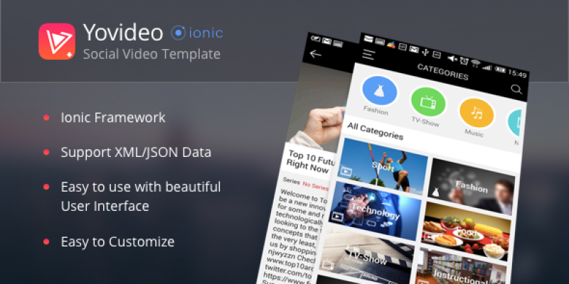 YoVideo – Social network of video (ionic html5 hybrid app)