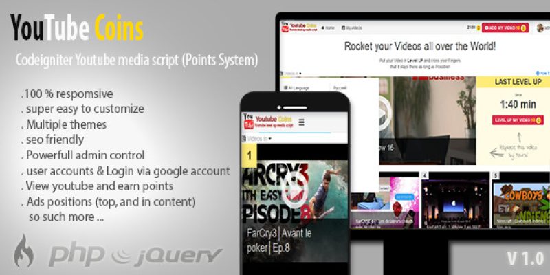 YouTube Coins – (Media Script + Points System)