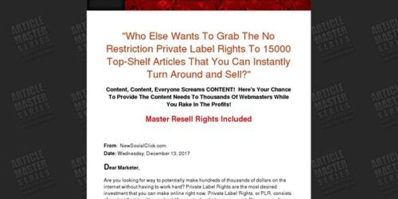 Article Master Series :: 15000 No Restriction PLR Articles Pack