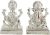 Laxmi and Ganesha idol /Murti With Velvet Box Packing Decorative Showpiece – 4 cm (Polyresin, Silver)