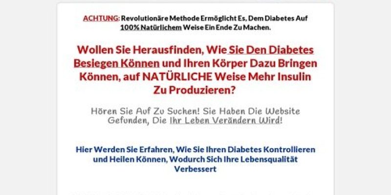 Schluss Mit Diabetes. Diabetes Treatment – German Version.