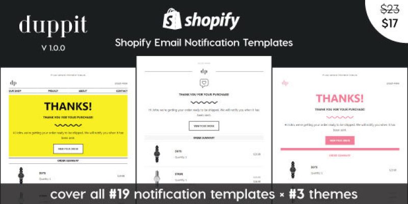 duppit – Notification Email Templates for Shopify Themes