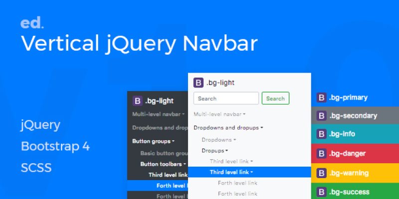 ed Navbar v1.0 –  Customisable Multi-Level Vertical jQuery Navbar for Bootstrap 4