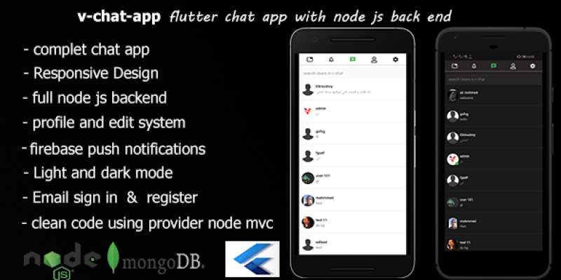 flutter chat app with node js and socket io mongo db