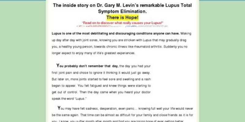 Dr Garys Lupus Treatment System | Cure & Relief |