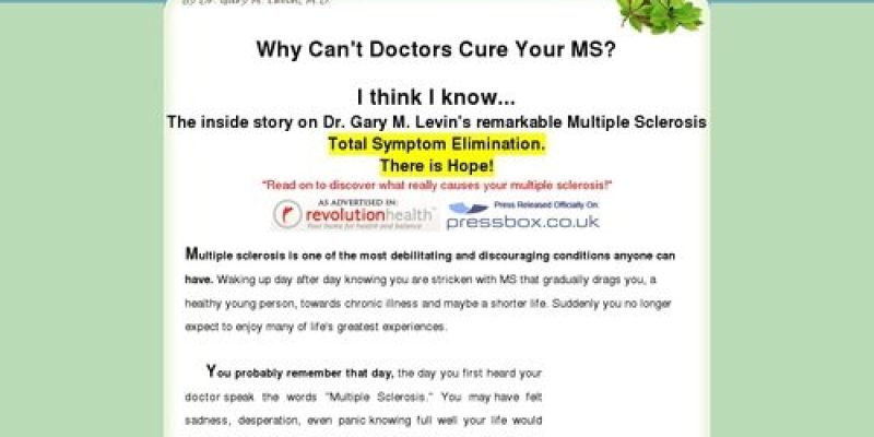 Multiple Sclerosis MS Treatment eBook Cure By Dr. Gary M. Levin