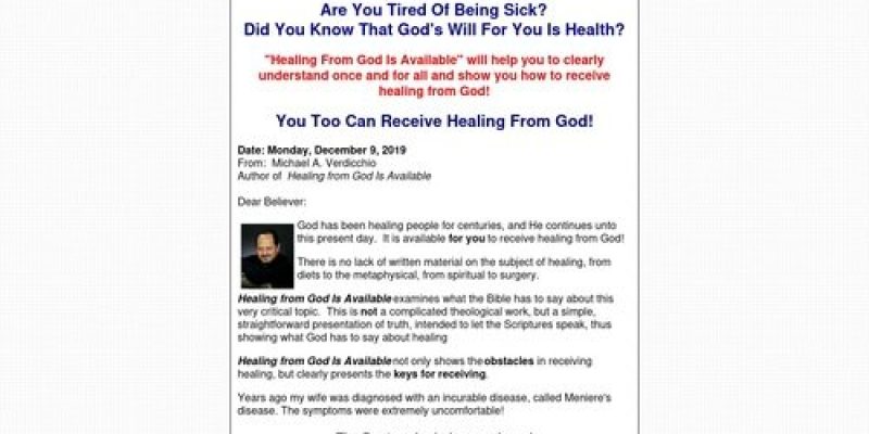 Healing From God Is Available