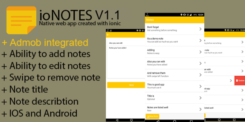 ioNotes v.1.1 – Full Ionic/PhoneGap/Cordova (IOS – Android) App