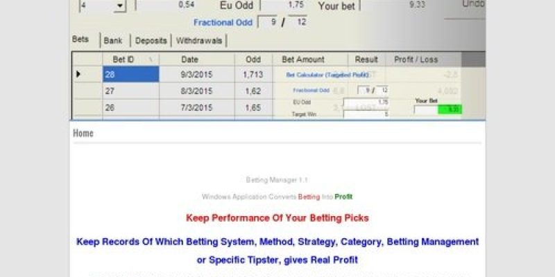 Betting Manager 1.1 Windows Application Converts Betting Into Profit
