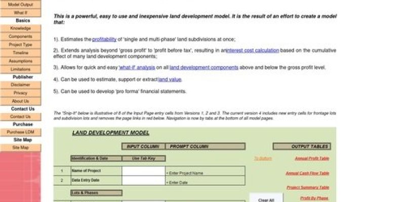 Land Development Model, An Appraisal and Valuation Tool