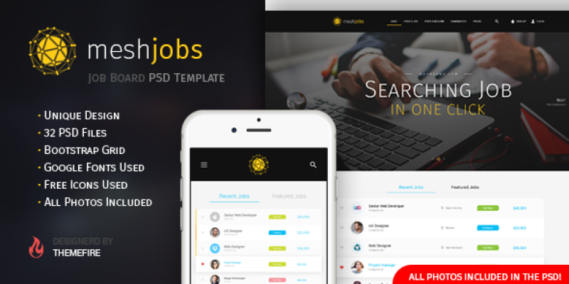 meshjobs – Job Board PSD Template