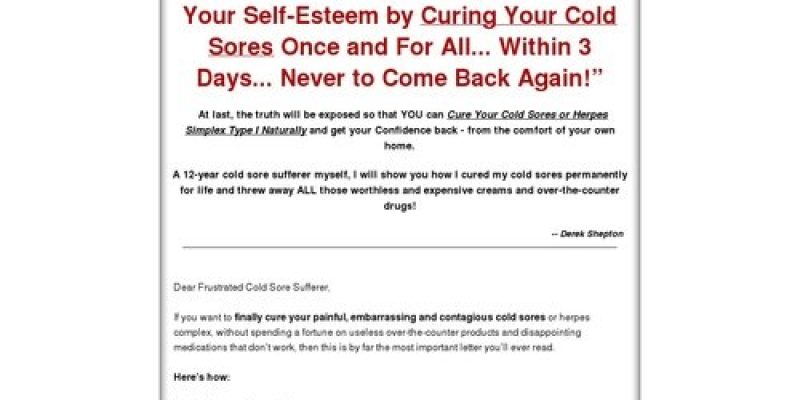 Cold Sore Free Forever – How to Cure Cold Sore Easily, Naturally and Forever!