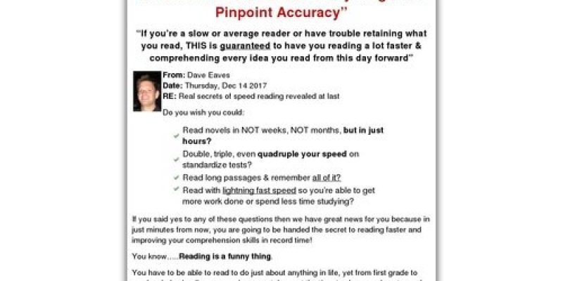 Speed Reading Acceleration Secrets Course by Dave Eaves