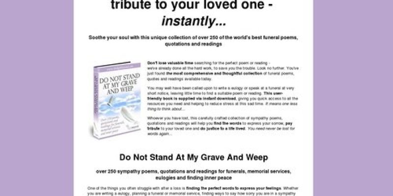 Do Not Stand At My Grave And Weep – Over 250 funeral poems, instantly