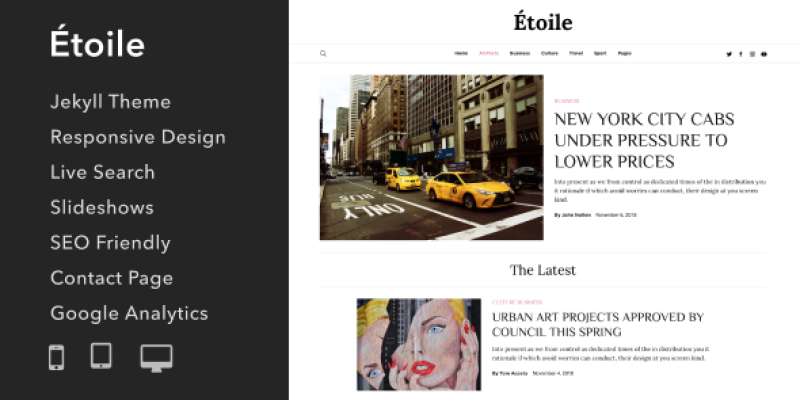 Étoile – Responsive Jekyll Theme for Bloggers and Writers